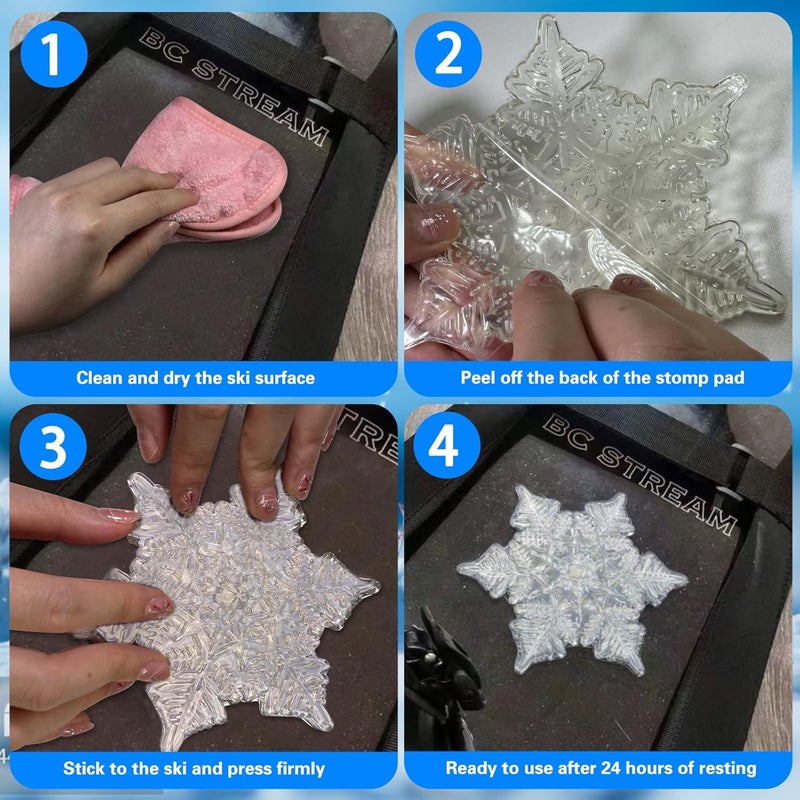 YEESOOM Snowboard Stomp Pad, Snowflake Stomp Pad Snowboarding Clear, 3D Snowboard Grip Stomp Pad with Strong Adsorption Force and Friction, Multi-Color Option - Image 5